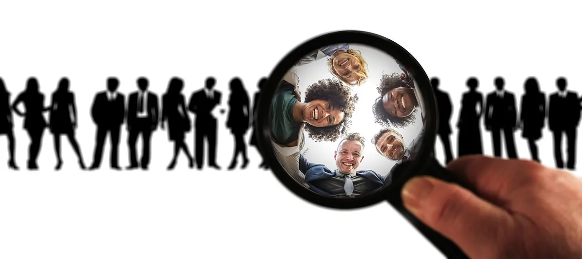target group, advertising, focal group, buyers, customer base, clients, business, company, relationship, concept, magnifying glass, target group, advertising, c