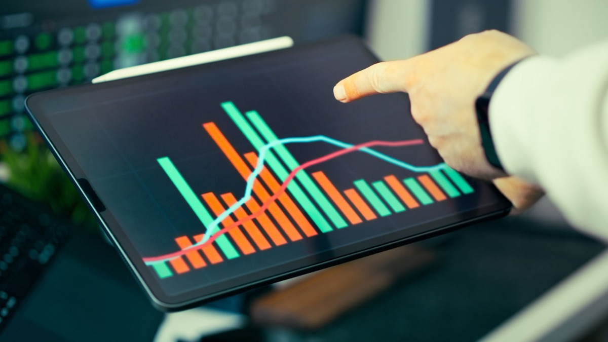 Digitales Dashboard mit Marktanteilscharts