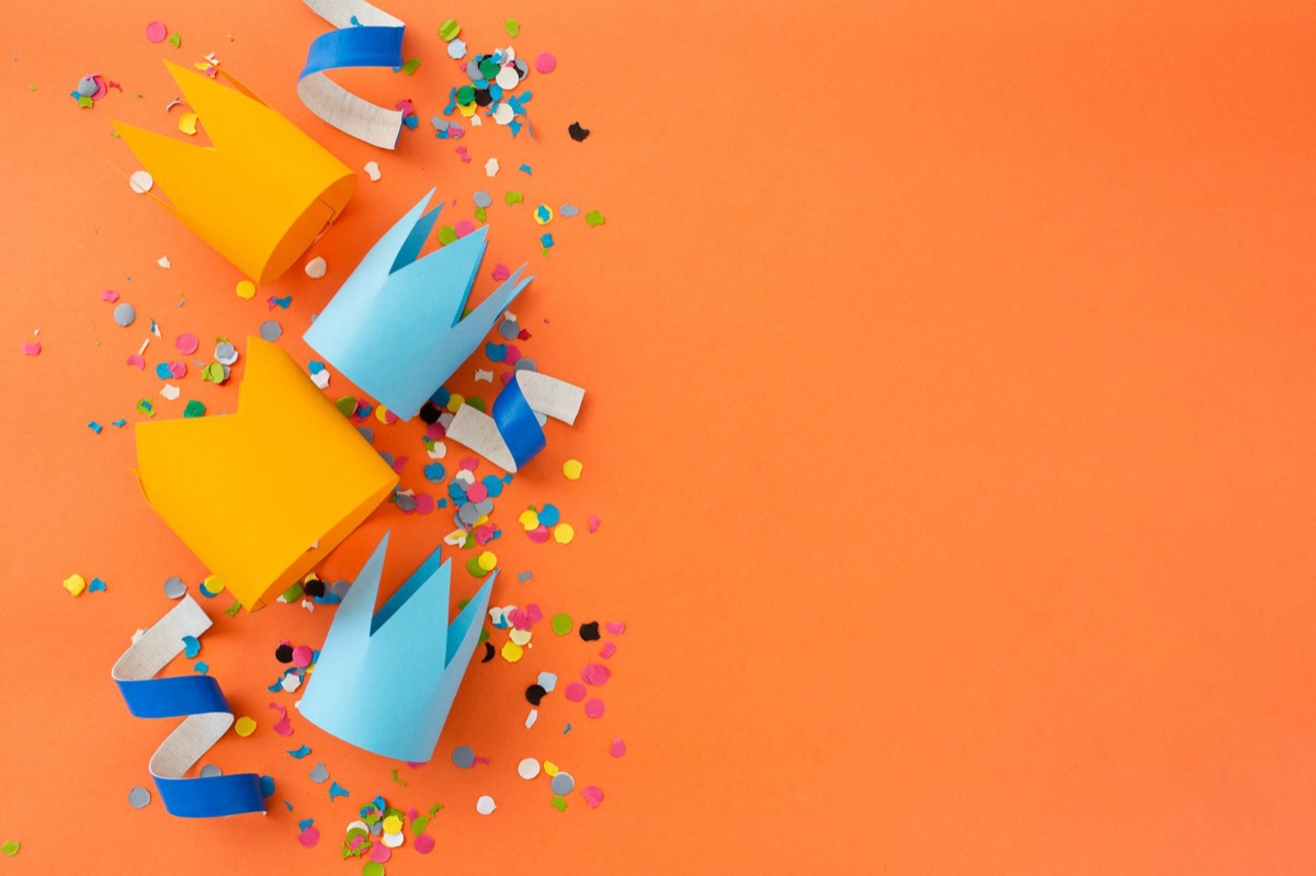 A burst of colorful confetti representing viral success and engagement.