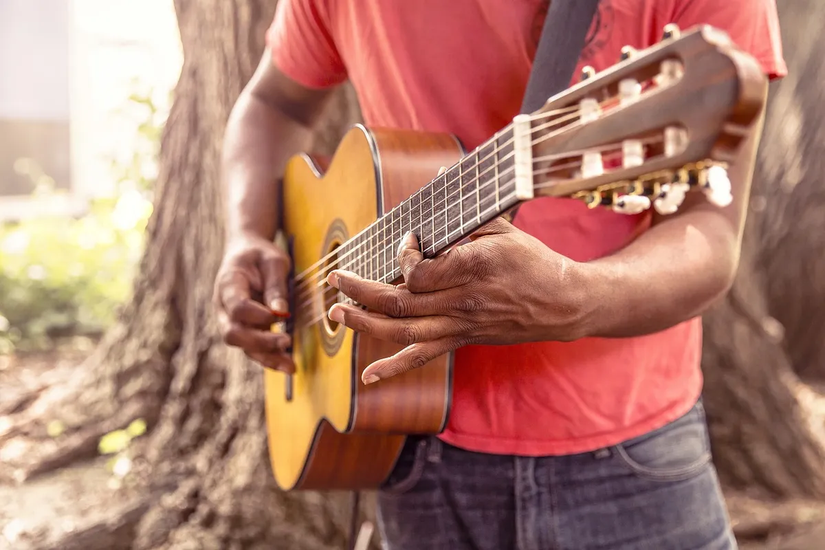guitar, music, man, play, strum, chord, acoustic, musical, instrument, musical instrument, sound, musician, guitarist, song, performance, street performance, ou